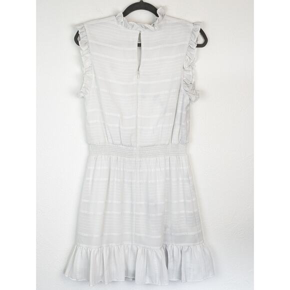 Avec Les Filles Dress Tonal Stripes Ruffles Spring Summer Romantic White Size 10 - Picture 4 of 13